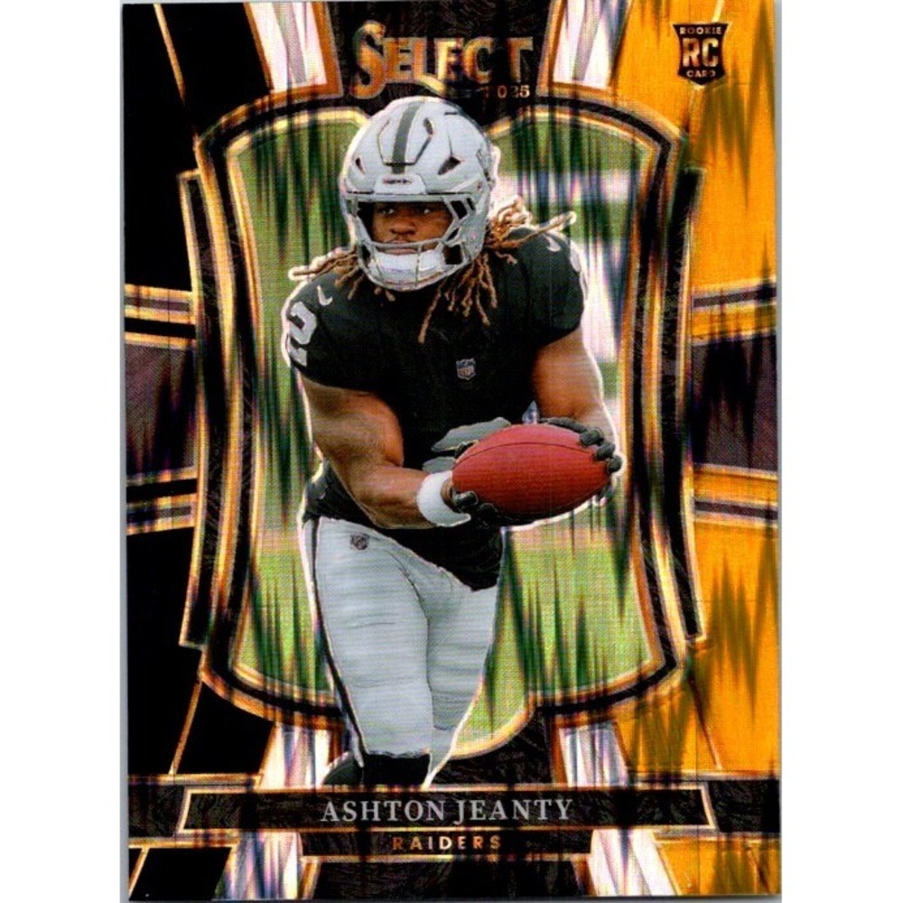 2025 Panini Select #104 Ashton Jeanty Black and Gold Prizm Shock Raiders